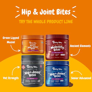Zesty Paws Hip and Joint Dog Chews Bacon Flavor 90 Count with Glucosamine Chondroitin MSM Vitamins C and E