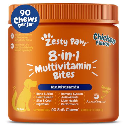 Zesty Paws Multivitamin Chews for Dogs, Joint, Skin, Digestive & Immune Support, Chicken Flavor, 90 Ct
