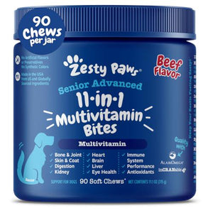 Zesty Paws Senior Dog Multivitamin Treats with Probiotics and Glucosamine Beef 90 Ct