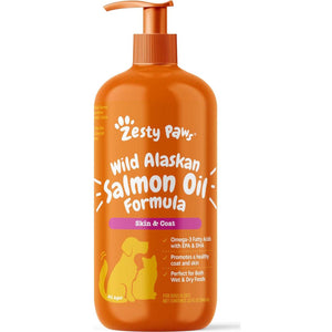 Zesty Paws Wild Alaskan Omega 3 32 oz Liquid Fish Oil for Dogs and Cats Skin and Coat Support
