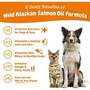 Zesty Paws Wild Alaskan Omega 3 32 oz Liquid Fish Oil for Dogs and Cats Skin and Coat Support