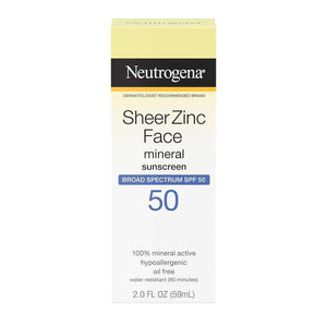 Neutrogena Sheer Zinc Face SPF 50 MIneral Sunscreen 59ml,086800110811