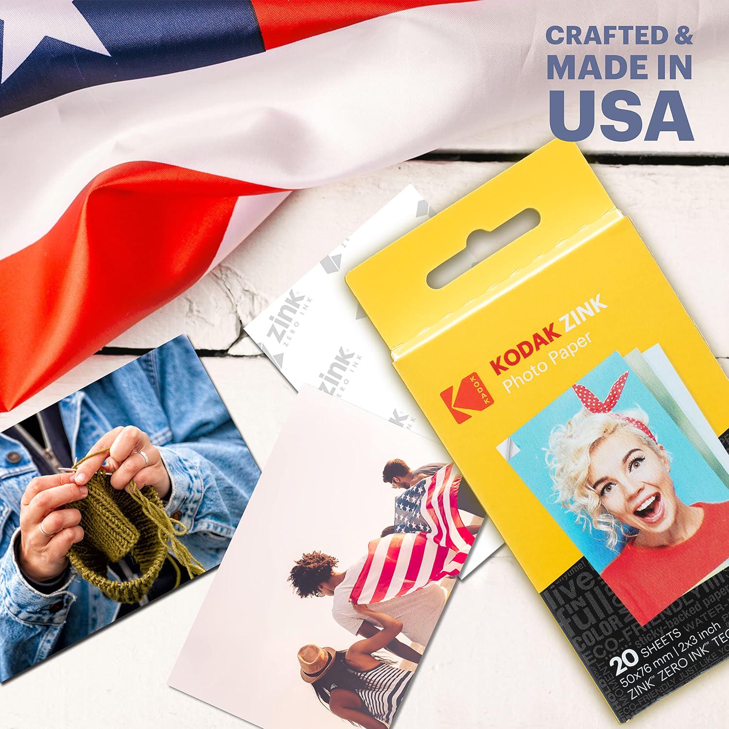 Zink KODAK 2 X3 Premium Photo Paper (20 Sheets) Compatible With KODAK Smile, KODAK Step, PRINTOMATIC,