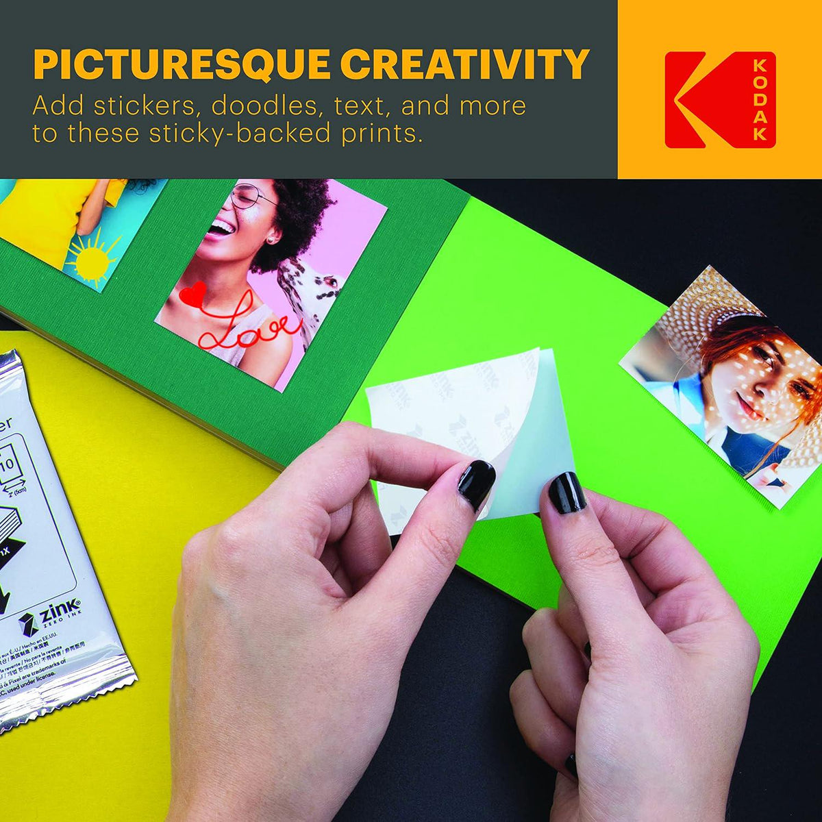 Zink KODAK 2 X3 Premium Photo Paper (50 Sheets) Compatible With KODAK Smile, KODAK Step, PRINTOMATIC, 50 Count (Pack Of 1),