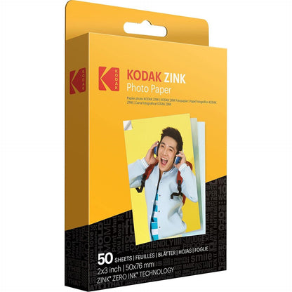 Zink KODAK 2 X3 Premium Photo Paper (50 Sheets) Compatible With KODAK Smile, KODAK Step, PRINTOMATIC, 50 Count (Pack Of 1),