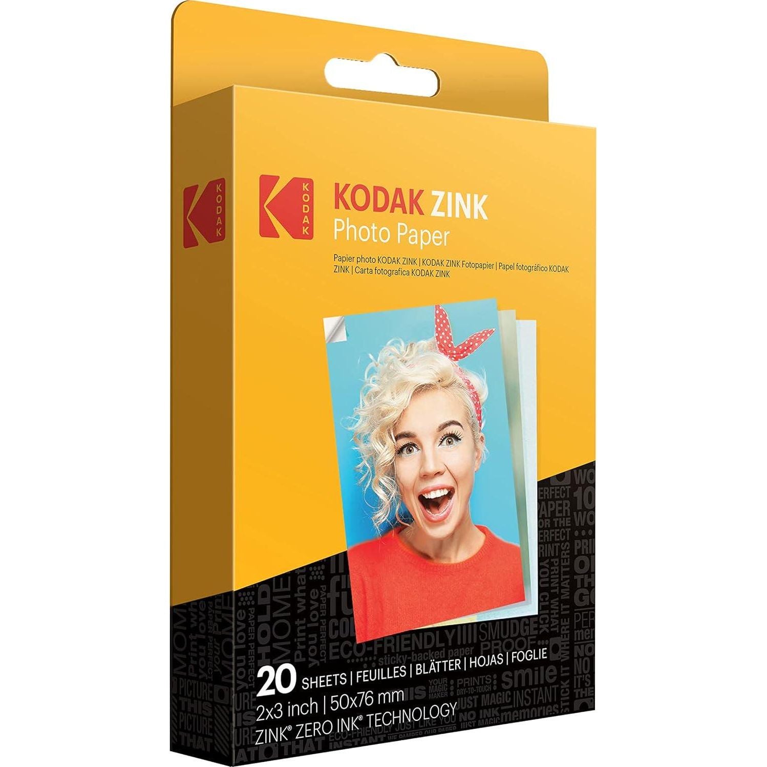 Zink KODAK 2 X3 Premium Photo Paper (20 Sheets) Compatible With KODAK Smile, KODAK Step, PRINTOMATIC,