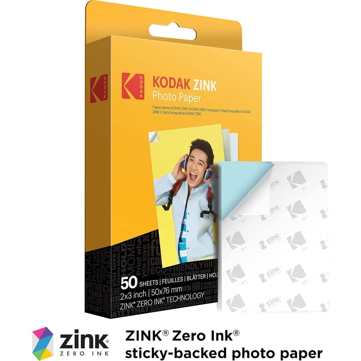 Zink KODAK 2 X3 Premium Photo Paper (50 Sheets) Compatible With KODAK Smile, KODAK Step, PRINTOMATIC, 50 Count (Pack Of 1),