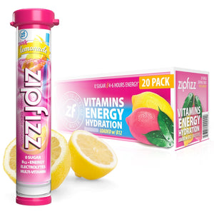 Zipfizz Daily Energy Drink Powder, Pink Lemonade, 20 Pack, Electrolyte Powder with Vitamin B12 & Antioxidants