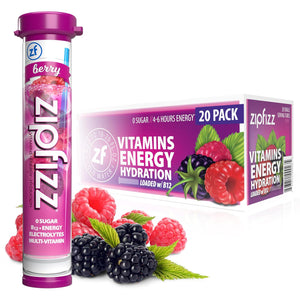 Zipfizz Zipfizz Daily Energy Drink Powder, Berry, 20 Pack | 3-in-1 Sustained Energy, Rapid Hydration, And Essential Vitamins | Sugar-Free | Electrolyte Powder | Contains Vitamin B-12 And Antioxidants