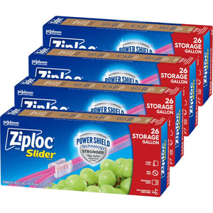 Ziploc Gallon Food Storage Slider Bags, Power Shield Technology for Durability, 104 Bags Total