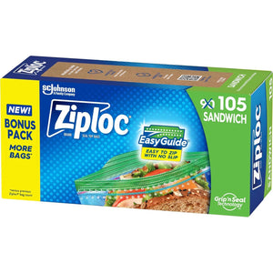 Ziploc Sandwich and Snack Bags, Grip ‘n Seal Technology, 105 Bags Total, Convenient & Easy to Use