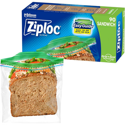 Ziploc Sandwich and Snack Bags, Grip 'n Seal Technology, Easy Open & Close, 90 Count, Perfect for On-the-Go Freshness