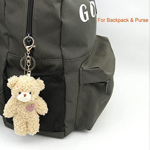 Zitokin 5-Inch Bear Plush Keychain for Kids, 1 Pc with Purple/Brown Heart, Cute Teddy Bag Pendant Gift for Girls