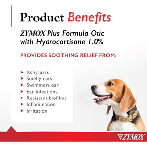 Zymox Otic Plus Advanced Enzymatic Ear Solution with 1% Hydrocortisone for Dogs & Cats 1.25 oz