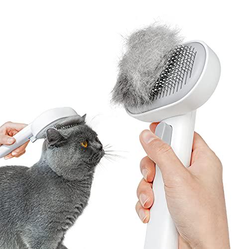 Aumuca Cat Deshedding Brush, White, Long & Short Hair Cat Grooming Tool for Indoor Cats, Dogs, Horses