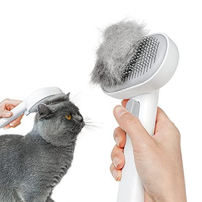 Aumuca Cat Deshedding Brush, White, Long & Short Hair Cat Grooming Tool for Indoor Cats, Dogs, Horses