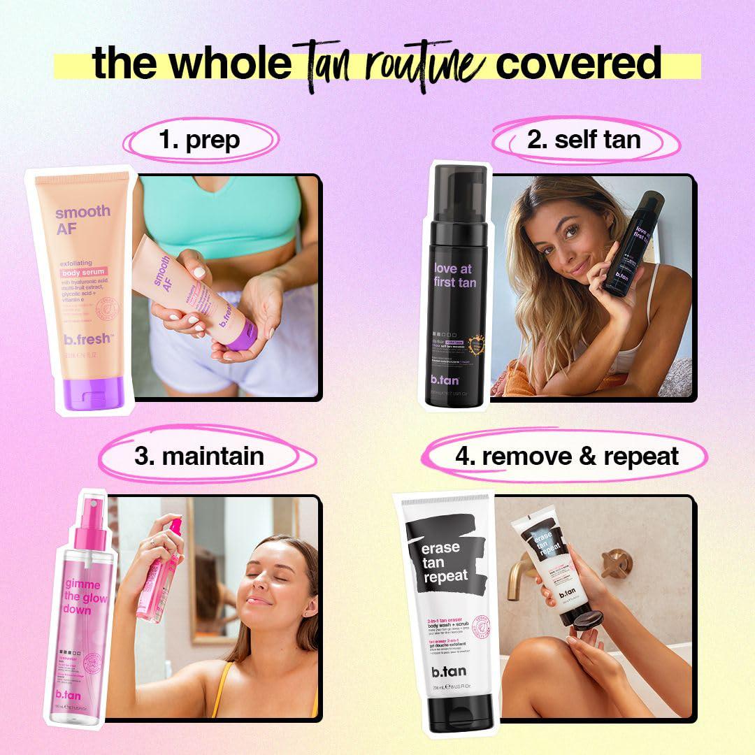 B.TAN B.tan Clear Face Tan Mist | Gimme The Glow Down - Best Facial Tanner Spray, Gradual Bronzing Sunless Tanning Water, Infused With Rosewater, Vegan, Cruelty Free, 6.7 Fl Oz