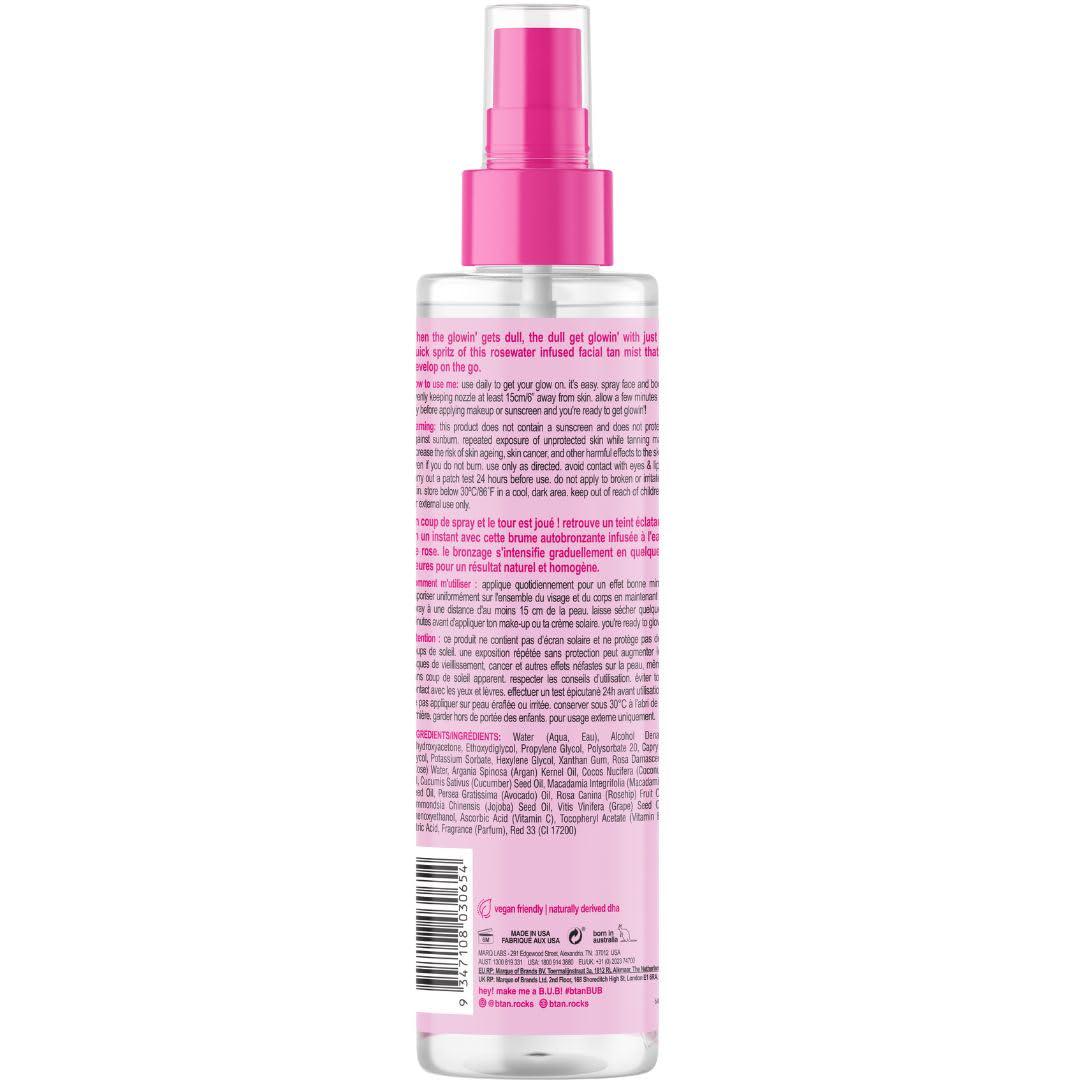 B.TAN B.tan Clear Face Tan Mist | Gimme The Glow Down - Best Facial Tanner Spray, Gradual Bronzing Sunless Tanning Water, Infused With Rosewater, Vegan, Cruelty Free, 6.7 Fl Oz