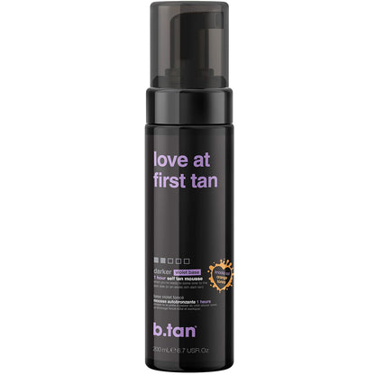 B.TAN B.tan Violet Base Self Tanner Mousse | Love At First Tan - Best, 1 Hour Express Sunless Tanning Foam, Cancels Orange Tones, Dark Bronzing Glow, No Fake Tan Smell, Face And Body, 6.7 Fl Oz