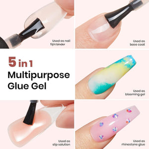 beetles Gel Polish Beetles Gel Polish 5 In 1 Nail Glue Kit For Acrylic Nails,2 Pcs 15ml Super Strong Brush In Nail Gel Glue For False Nails Tips And Gel Nail Polish Led Lamp Required Nail Art Gift