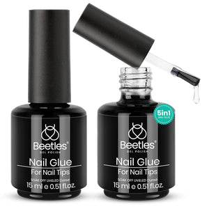 beetles Gel Polish Beetles Gel Polish 5 In 1 Nail Glue Kit For Acrylic Nails,2 Pcs 15ml Super Strong Brush In Nail Gel Glue For False Nails Tips And Gel Nail Polish Led Lamp Required Nail Art Gift