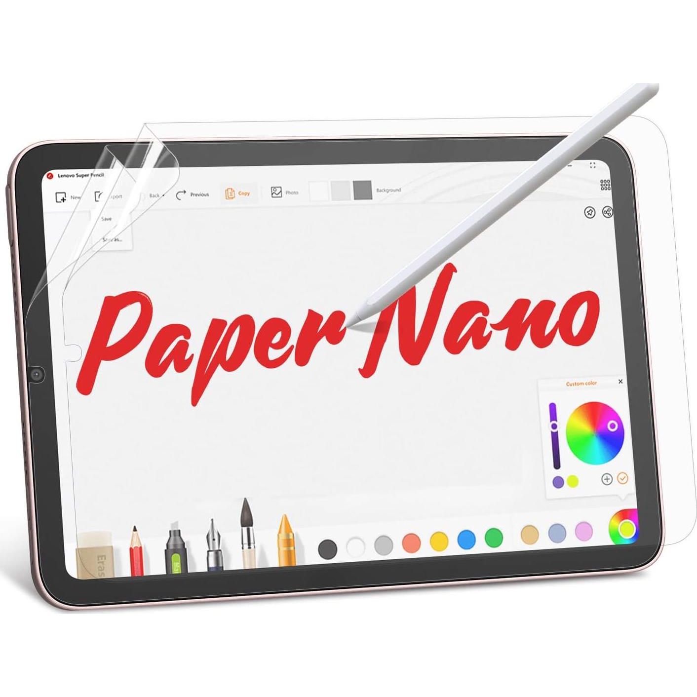 Bersem 2 Pack Paperfeel Screen Protector Compatible With IPad Mini 7 2024(A17 Pro)/iPad Mini 6 2021(8.3 Inch), Matte PET Film For Drawing, Anti-Glare,