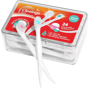 Cleaings Mini Disposable Toothbrushes with Toothpaste & Pick for Travel, 24 Count, Mint Flavor