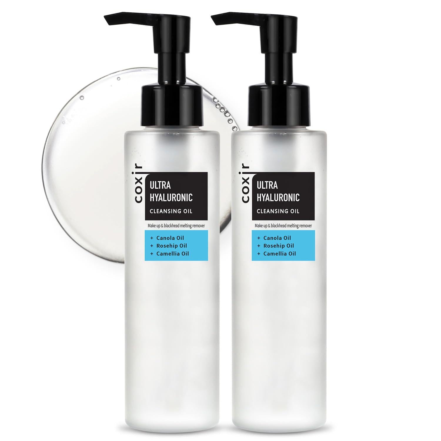 Coxir ULTRA HYALURONIC CLEANSING OIL L Korean Facial Cleanser, Blackhead Makeup Removal With Hyaluronic Acid, Cruelty Free, No Mineral Oil [5.07 Fl.oz(pack Of 2)],