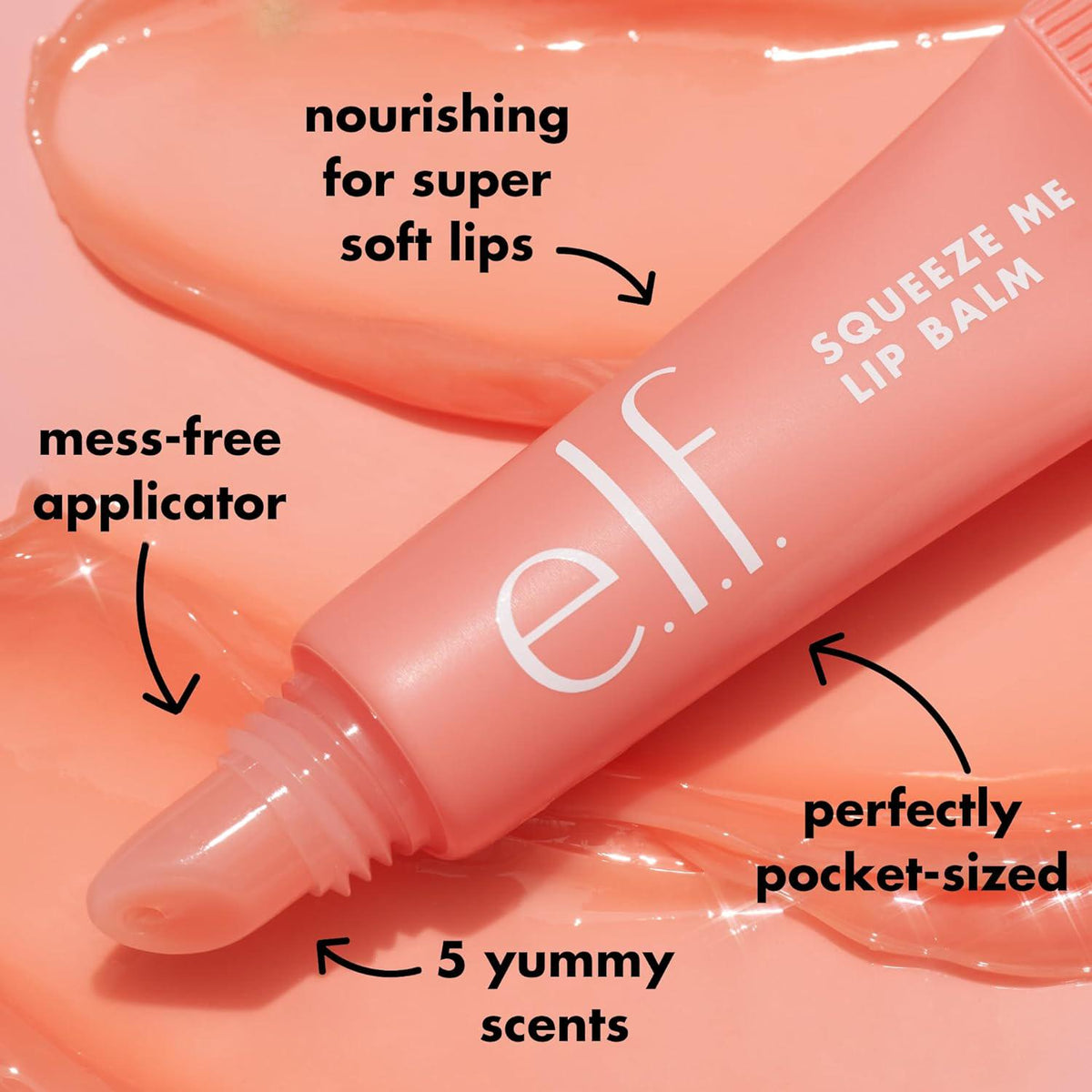 e.l.f. E.l.f. Squeeze Me Lip Balm, Moisturizing Lip Balm For A Sheer Tint Of Color, Infused With Hyaluronic Acid, Vegan And Cruelty-free, Peach