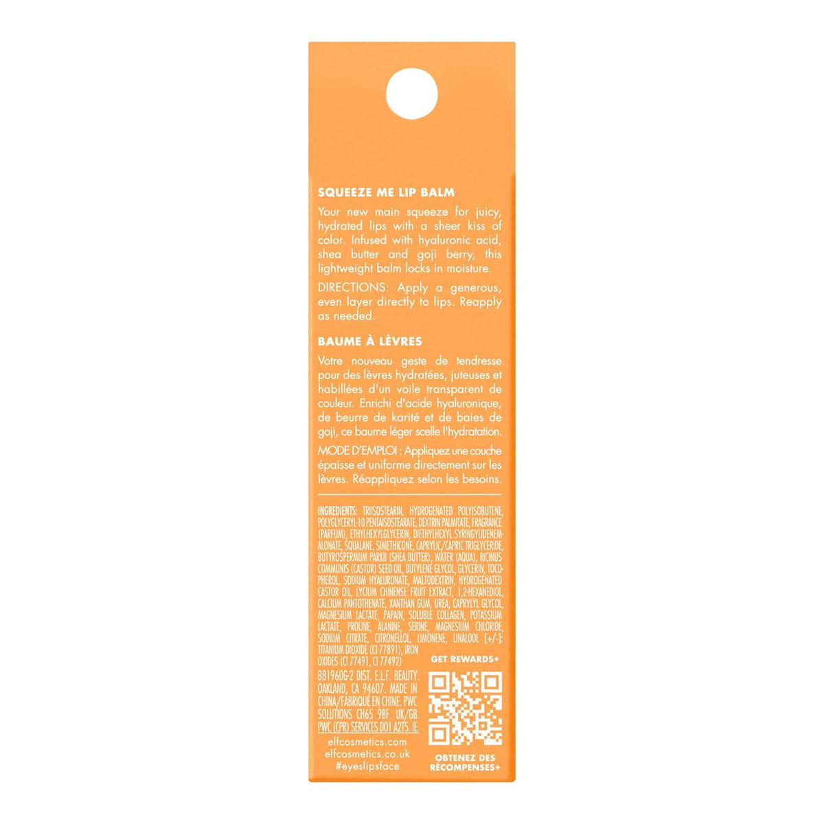 e.l.f. E.l.f. Squeeze Me Lip Balm, Moisturizing Lip Balm For A Sheer Tint Of Color, Infused With Hyaluronic Acid, Vegan And Cruelty-free, Peach
