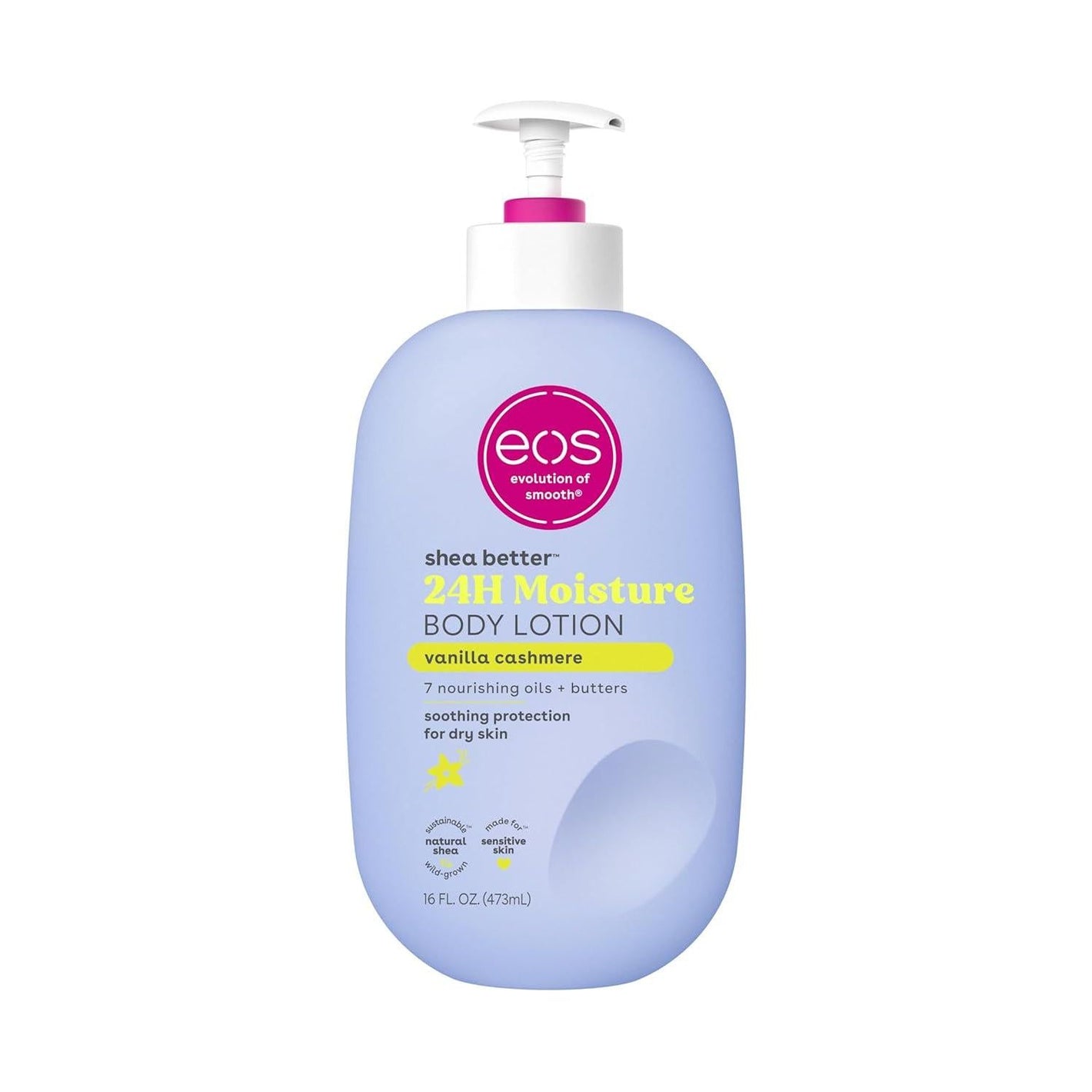 eos Eos Shea Better Body Lotion- Vanilla Cashmere, 24-Hour Moisture Skin Care, Lightweight And Non-Greasy, Made With Natural Shea, Vegan, 16 Fl Oz