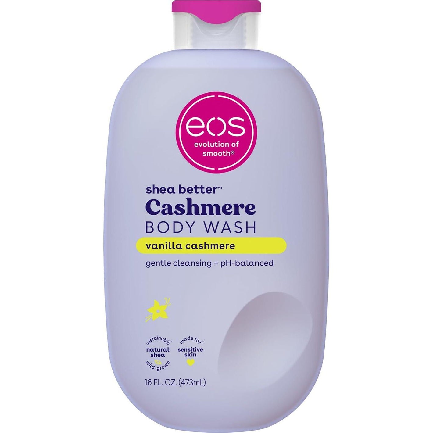 eos Eos Shea Better Cashmere Body Wash, Vanilla Cashmere, Moisturizing And Nourishing, PH Balanced Creamy Gel Formula, Paraben And Phthalate Free, Sensitive Skin,16 Fl Oz