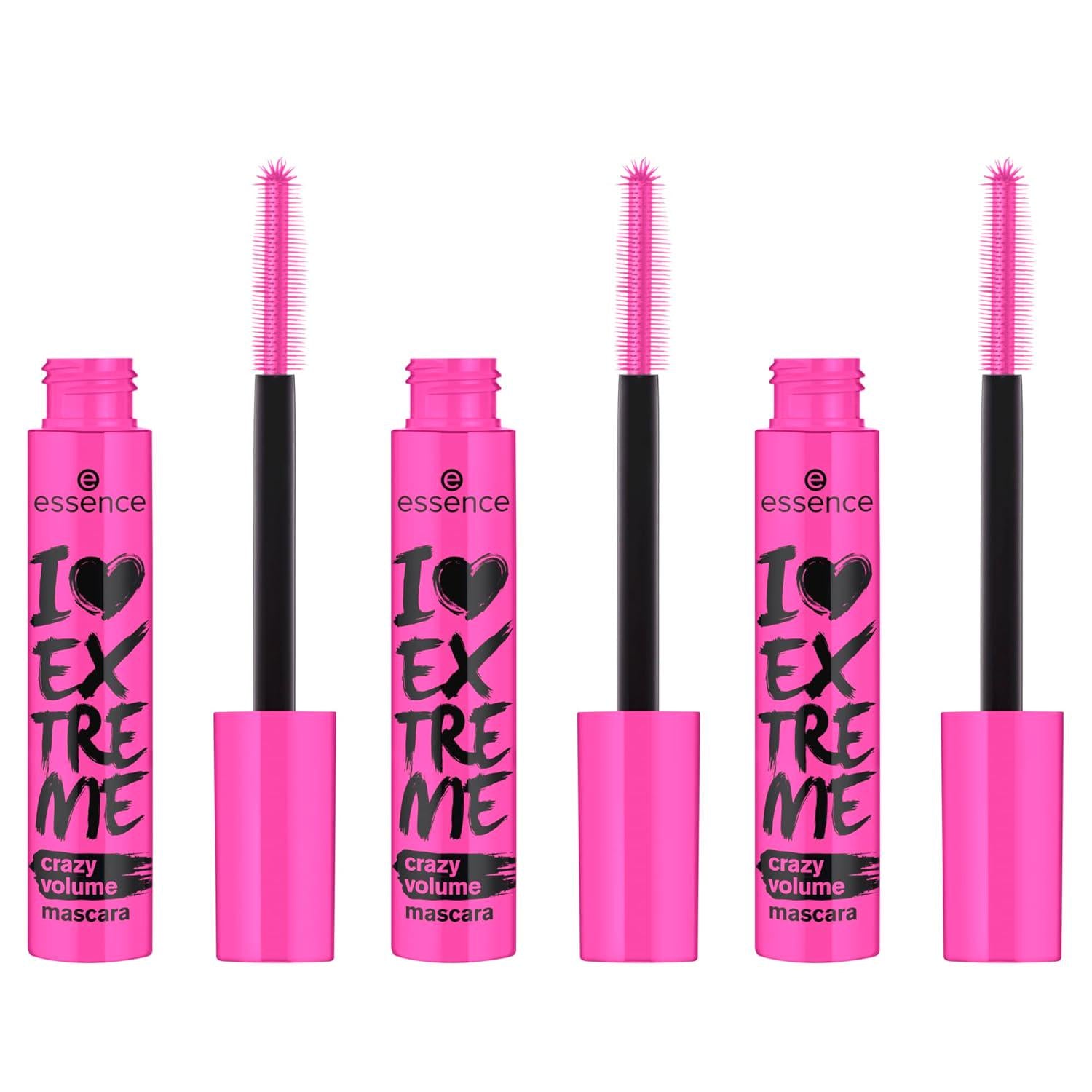 Essence | I Love Extreme Crazy Volume Mascara (Pack Of 3) | Vegan And Cruelty Free | Free From Parabens-Fragrance, Alcohol And Microplastic Particles,