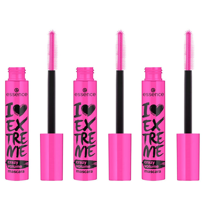 Essence I Love Extreme Crazy Volume Mascara, Pack of 3, Vegan & Cruelty-Free, Paraben-Free, Alcohol-Free, Microplastic-Free