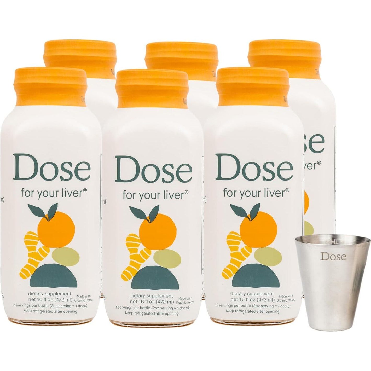Dose for Your Liver Cleanse Detox Organic Milk Thistle Supplement with Turmeric, Dandelion, Ginger Promotes Liver Function 16oz, 6-Pack