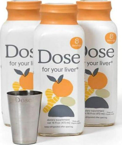 DOSE For Your Liver Cleanse Detox And Repair, Organic Milk Thistle Supplement With Turmeric, Dandelion, Ginger, And Orange, Promotes Optimal Liver Function,16oz Bottle, 3 Pack (3 Weeks Supply)