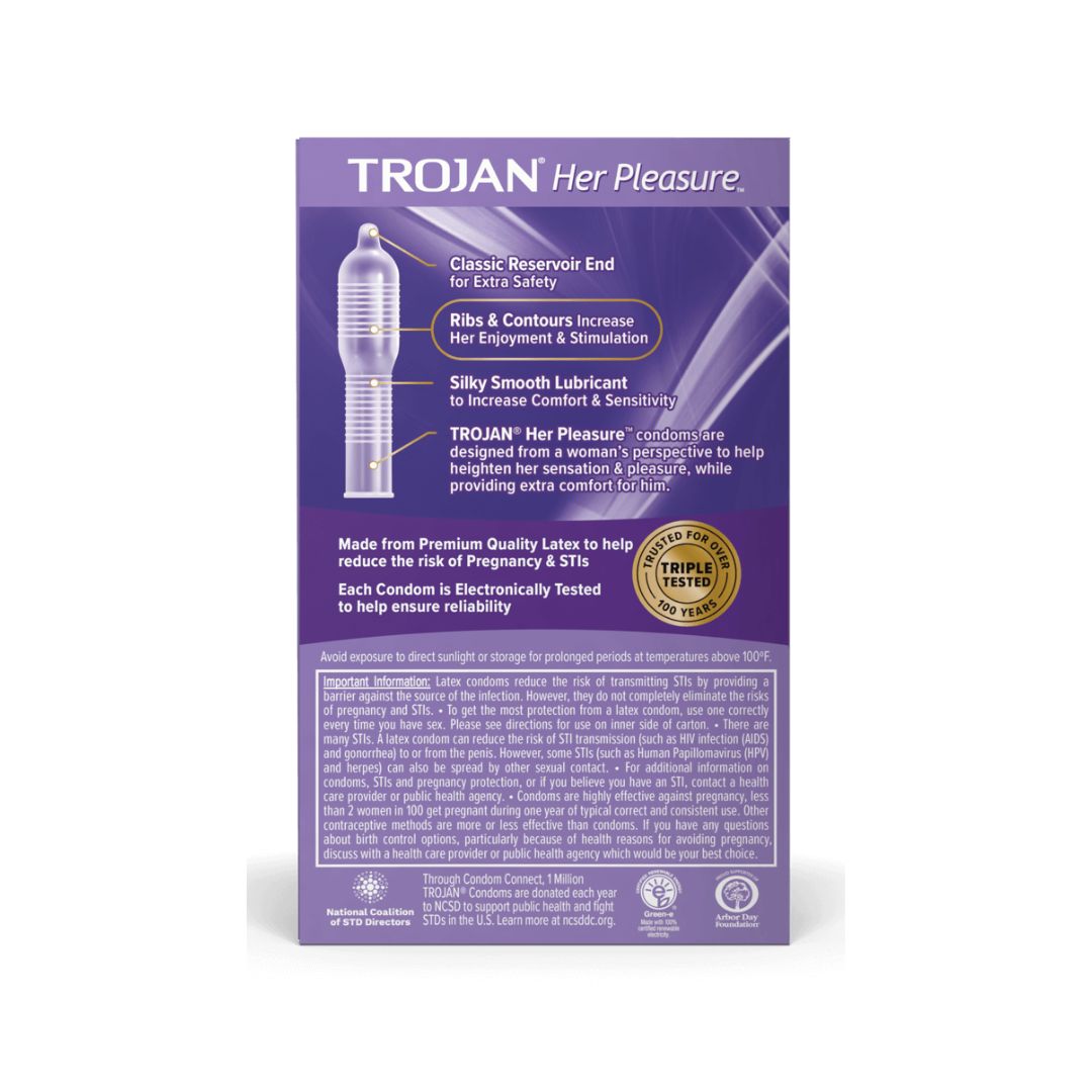 Trojan Her Pleasure Lubricated Latex Condoms 12 Count,022600973522