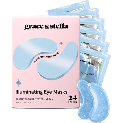grace & stella Grace And Stella Award Winning Under Eye Mask Reduce Dark Circles, Puffy Eyes, Undereye Bags, Wrinkles, Gel Under Eye Patches, Birthday Gifts For Women - Vegan Cruelty-Free Self Care (24 Pairs, Blue)