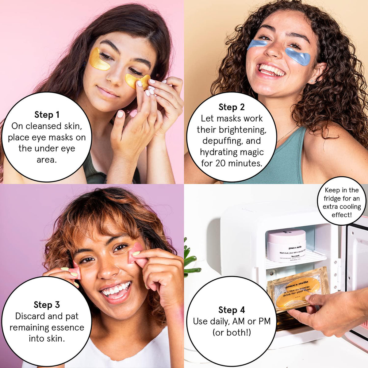 grace & stella Grace And Stella Award Winning Under Eye Mask - Reduce Dark Circles, Puffy Eyes, Undereye Bags, Wrinkles - Gel Under Eye Patches - Gifts For Mom - Vegan Cruelty-Free Self Care (Pink, 6 Pairs)