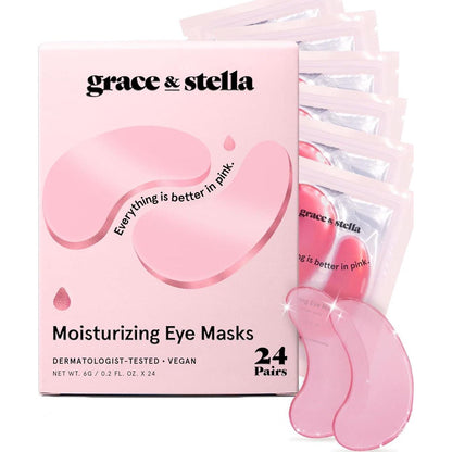 grace & stella Grace And Stella Award Winning Under Eye Mask - Birthday Gifts For Women - Bridesmaid Gifts - Reduce Dark Circles, Puffy Eyes, Undereye Bags, Wrinkles - Under Eye Patches - Vegan (24 Pairs, Pink)