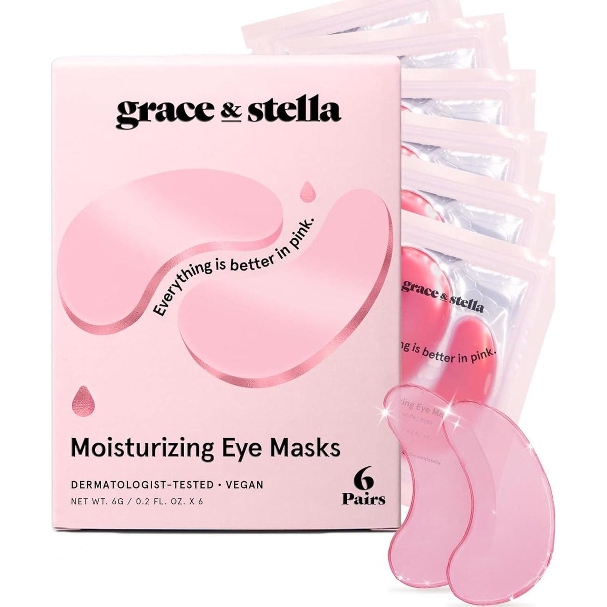 grace & stella Grace And Stella Award Winning Under Eye Mask - Reduce Dark Circles, Puffy Eyes, Undereye Bags, Wrinkles - Gel Under Eye Patches - Gifts For Mom - Vegan Cruelty-Free Self Care (Pink, 6 Pairs)