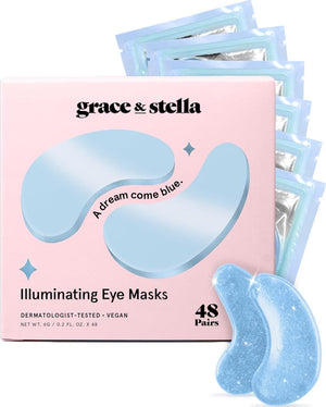 grace & stella Grace And Stella Award Winning Under Eye Mask Reduce Dark Circles, Puffy Eyes, Undereye Bags, Wrinkles, Gel Under Eye Patches, Birthday Gifts For Women - Vegan Cruelty-Free Self Care (48 Pairs, Blue)