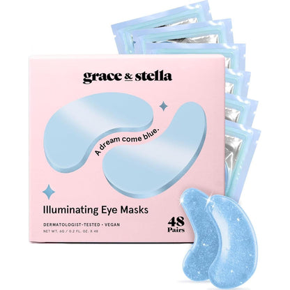 grace & stella Grace And Stella Award Winning Under Eye Mask Reduce Dark Circles, Puffy Eyes, Undereye Bags, Wrinkles, Gel Under Eye Patches, Birthday Gifts For Women - Vegan Cruelty-Free Self Care (48 Pairs, Blue)