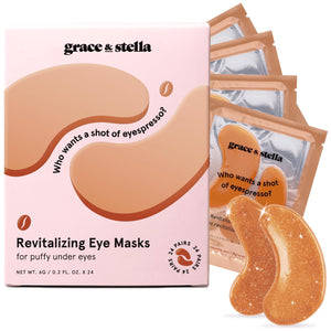 grace & stella Grace And Stella Caffeine Under Eye Patches - Awakening Eye Patches For Puffy Eyes And Dark Circles - Under Eye Mask Patches With Niacinamide And Hyaluronic Acid - Vegan, Cruelty-Free, 24 Pairs