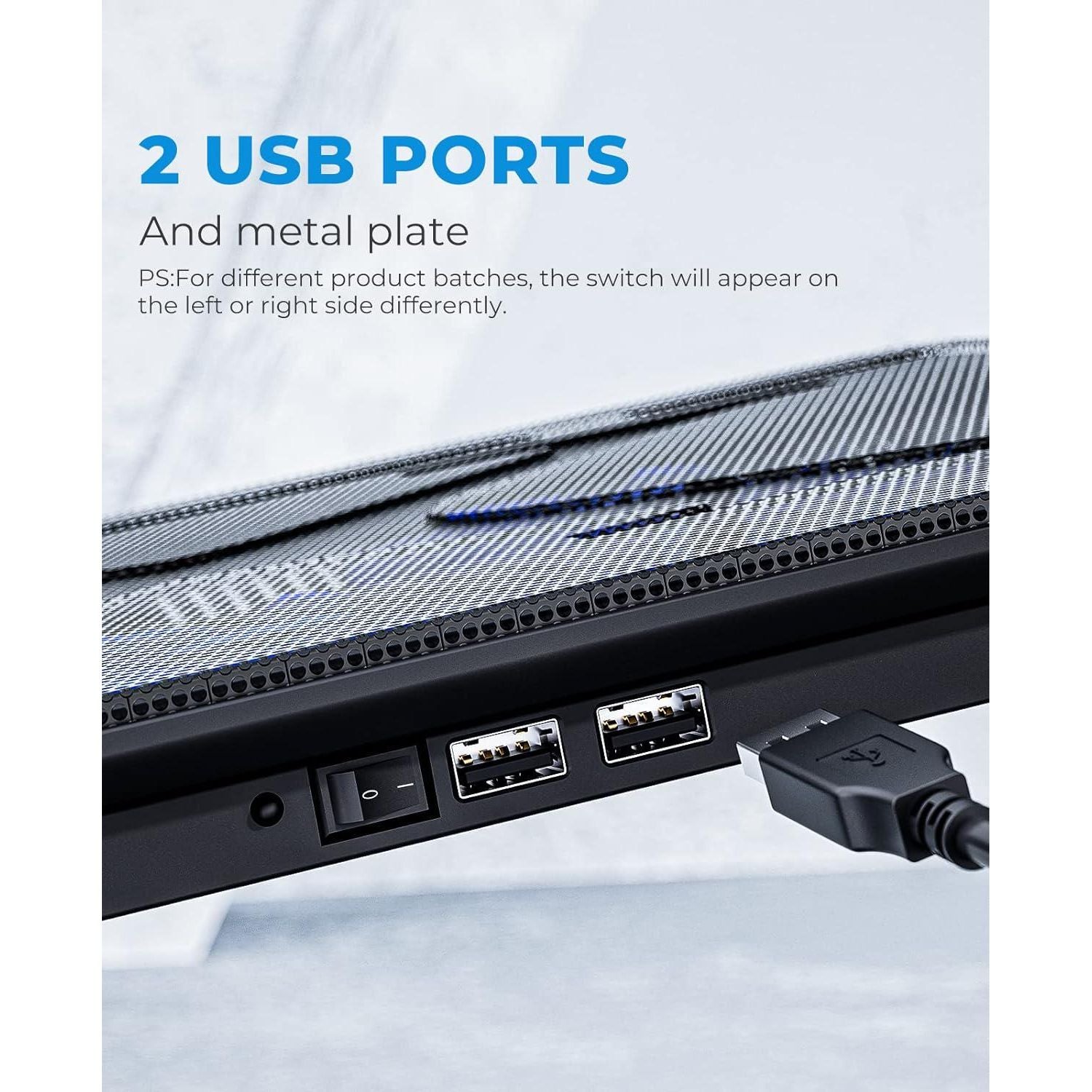 Havit HV-F2056 15.6 -17 Laptop Cooler Cooling Pad - Slim Portable USB Powered (3 Fans), Black/Blue,