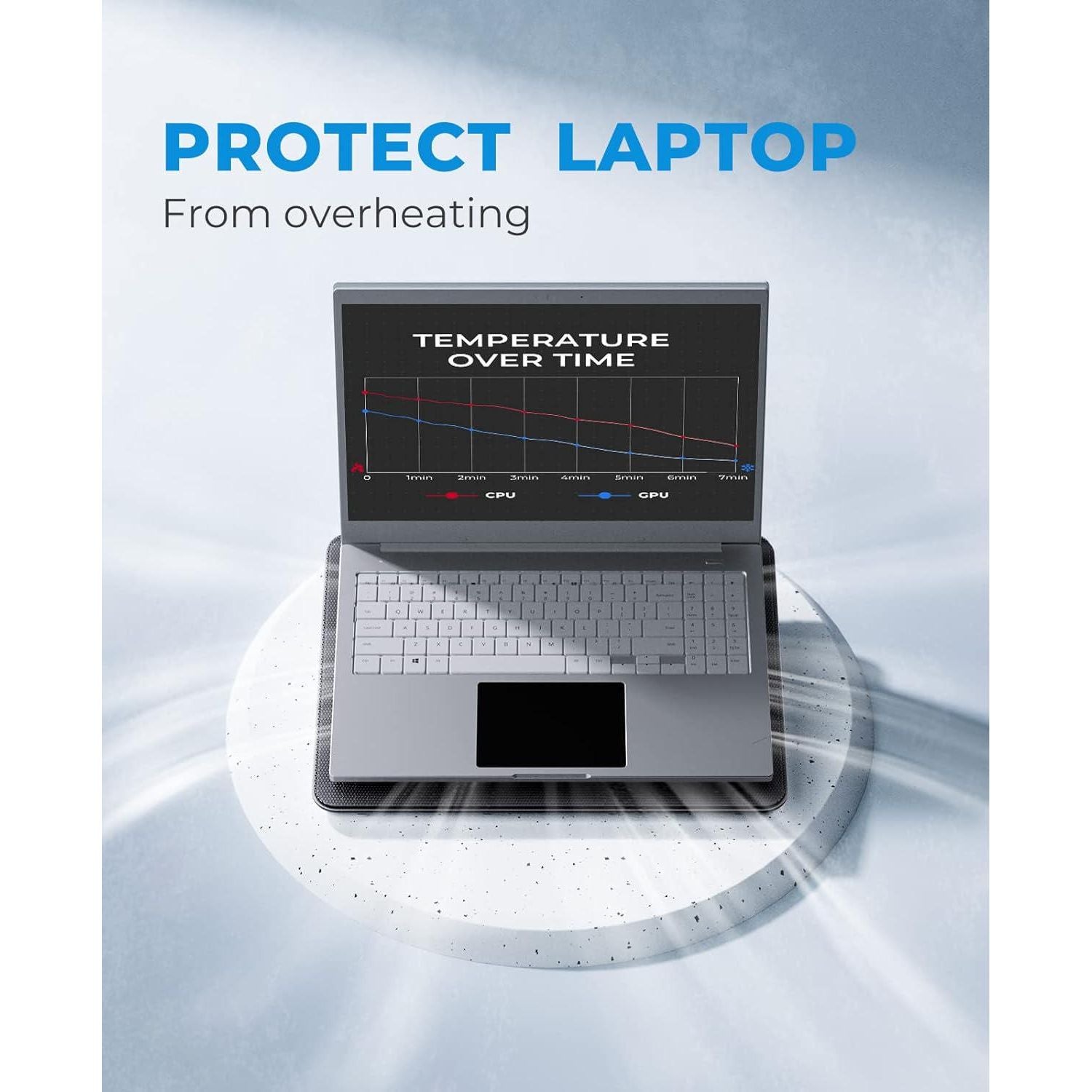 Havit HV-F2056 15.6 -17 Laptop Cooler Cooling Pad - Slim Portable USB Powered (3 Fans), Black/Blue,