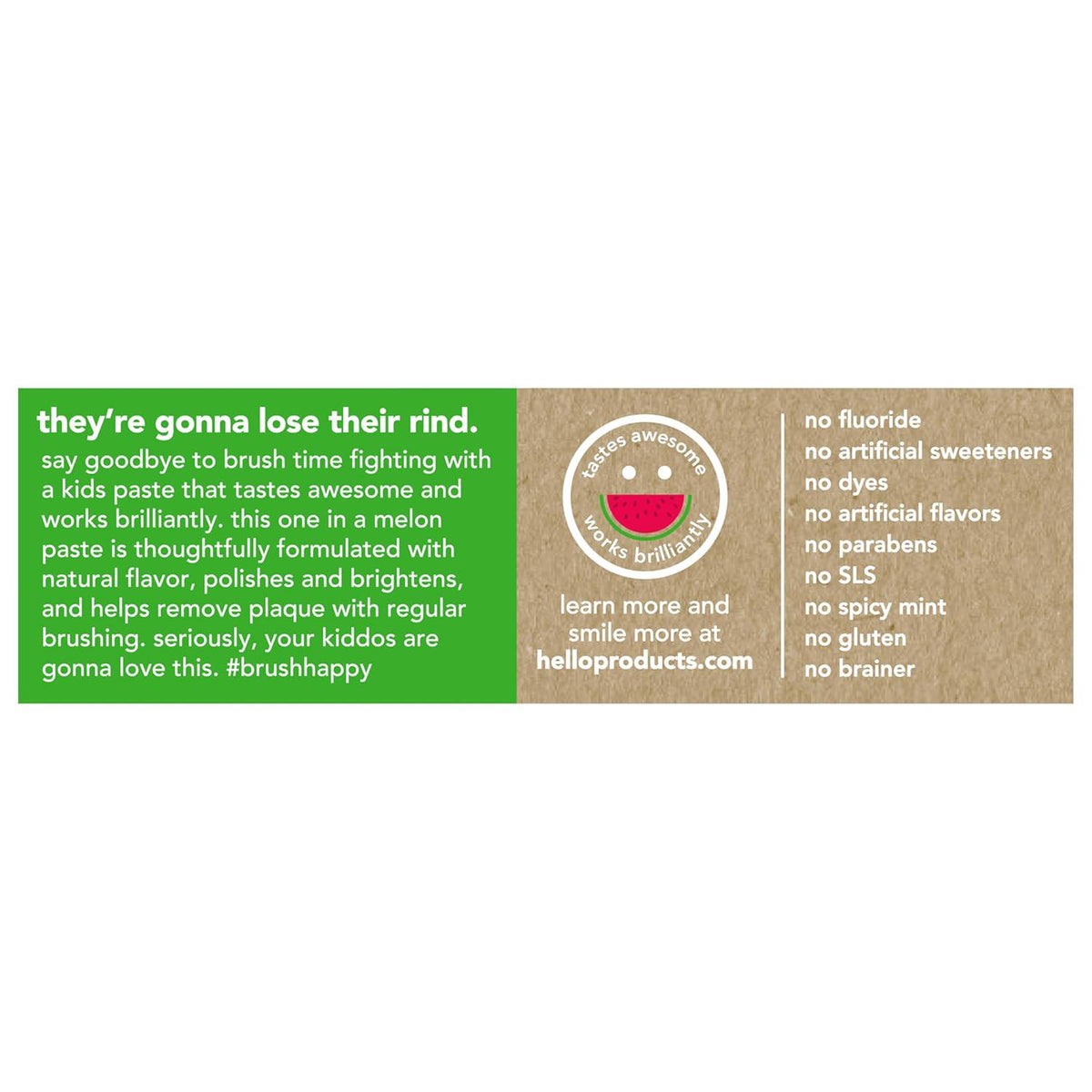 Hello Fresh Watermelon Fluoride Free Kids Toothpaste, 4.2 Oz Tube,