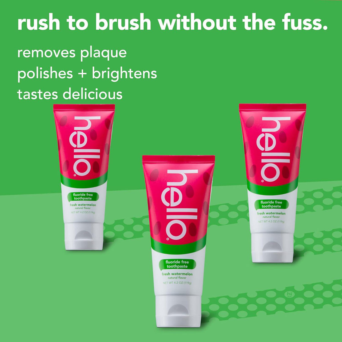 Hello Fresh Watermelon Fluoride Free Kids Toothpaste, 4.2 Oz Tube,