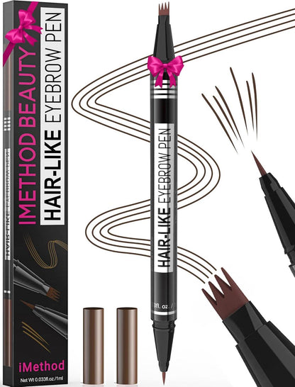 iMethod IMethod Microblading Eyebrow Pen - Eyebrow Pencil Magical 2-in-1 Dual-Ended Eye Brow Pencils For Women With 4-Fork-Tip And Precise Brush-Tip Create Natural Hair-Like Brows, Last All-Day, Dark Brown