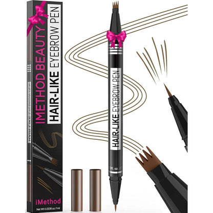 iMethod IMethod Microblading Eyebrow Pen - Eyebrow Pencil Magical 2-in-1 Dual-Ended Eye Brow Pencils For Women With 4-Fork-Tip And Ultra Precise Brush-Tip Create Natural Hair-Like Brows, Last All-Day, Brown
